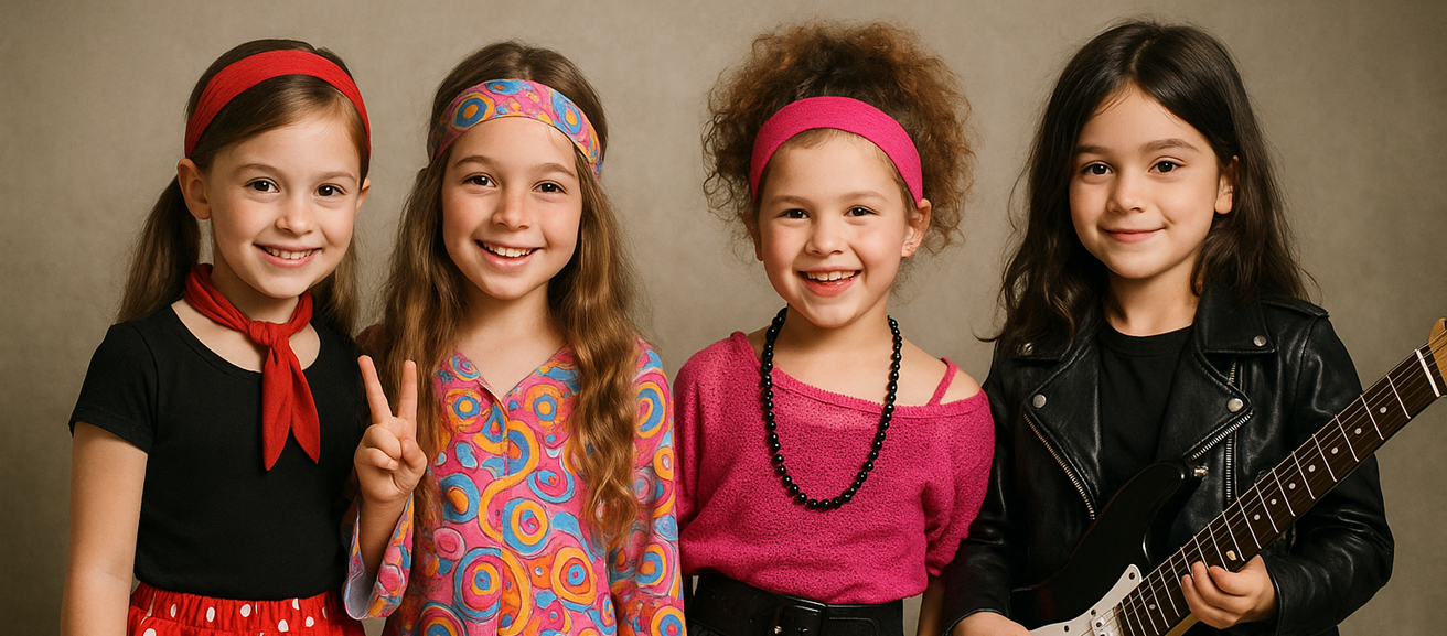 Disfraces de Décadas y Rock para Niña