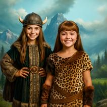 Disfraces Cavernícolas  y Vikingas Niñas