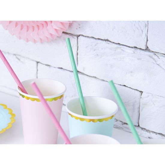 10 pajitas azules pastel de papel - Iridescent