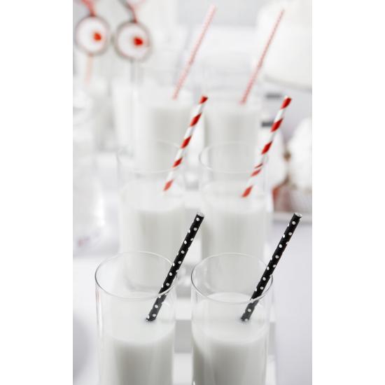 10 pajitas rojas con rayas blancas de papel - Pirates Party