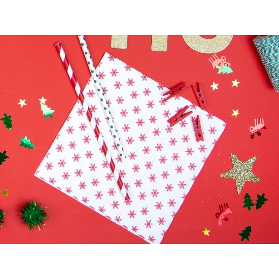 10 pajitas rojas con rayas blancas de papel - Pirates Party