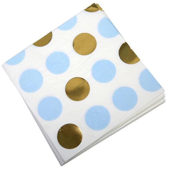 16 servilletas de lunares azules y dorados (33x33 cm) - Pattern Works Blue