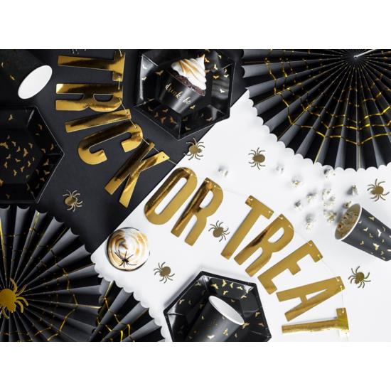 2 Abanicos de papel decorativos negros con araña dorada (32-40 cm) - Trick or Treat Collection