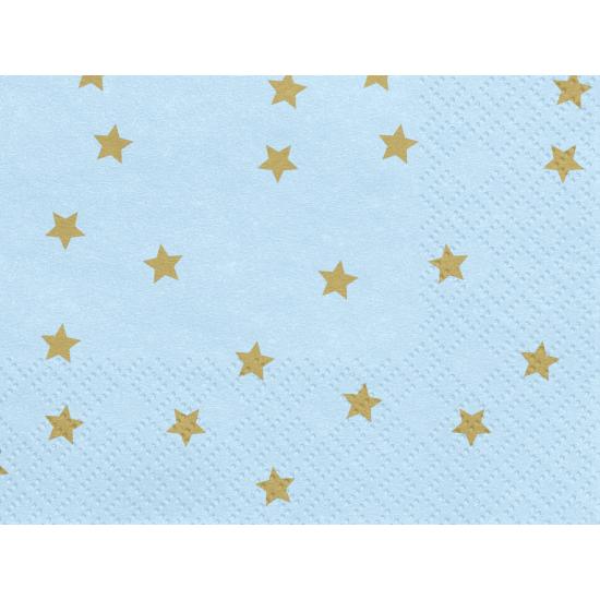 20 servilletas azules pastel con estrellas doradas de papel (33x33 cm)