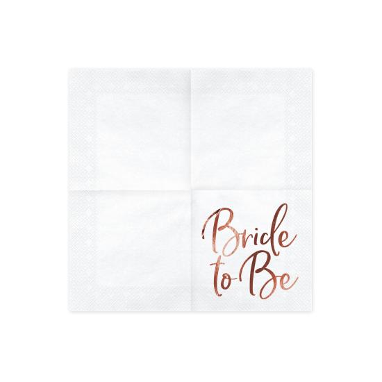 20 servilletas blancas con estampado en oro rosa "Bride To Be" de papel (33x33 cm) - Rose Gold Bride To Be