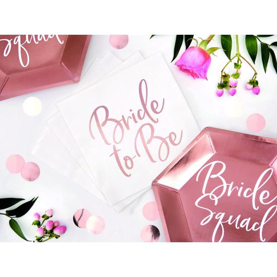 20 servilletas blancas con estampado en oro rosa "Bride To Be" de papel (33x33 cm) - Rose Gold Bride To Be