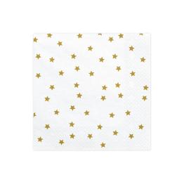 20 servilletas blancas con estrellas doradas de papel (33x33 cm)