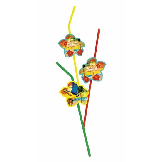 6 Pajitas Hawaianas de playa  24cm