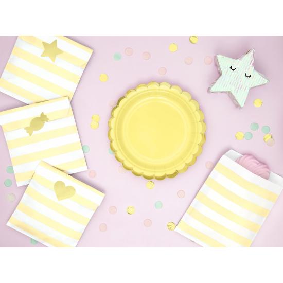 6 platos amarillo pastel de papel (18 cm) - Yummy