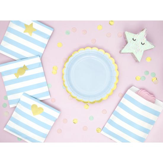 6 platos azules pastel de papel (18 cm) - Yummy