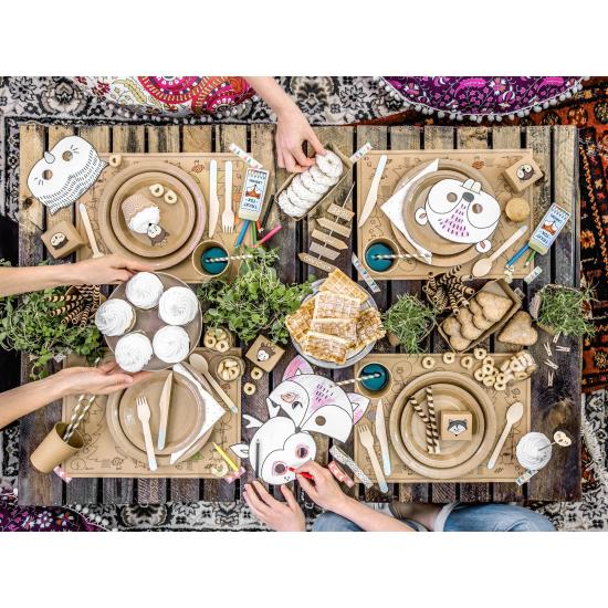 6 platos de papel Kraft - Natural Wedding (18 cm)