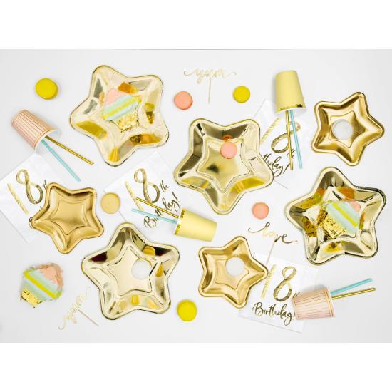 6 platos dorados con forma de estrella de papel (23 cm) - Princess Party