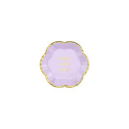 6 platos morados pastel con borde dorado "Good vibes only" de papel (13 cm) - Yummy