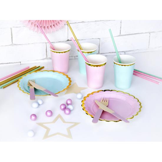 6 platos verde menta de papel (18 cm) - Yummy