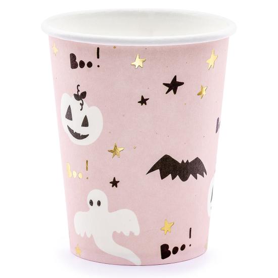 6 vasos negros y rosas - Boo!