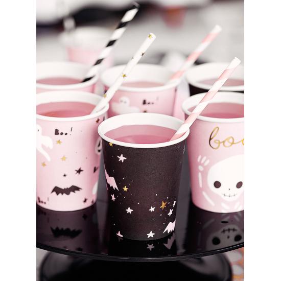 6 vasos negros y rosas - Boo!