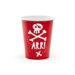 6 vasos rojos de piratas - Pirates Party