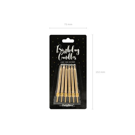 6 velas de cumpleaños doradas (6 cm)
