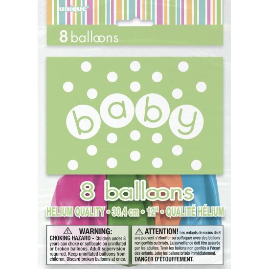 8 globos (30 cm) - Pastel Baby Shower