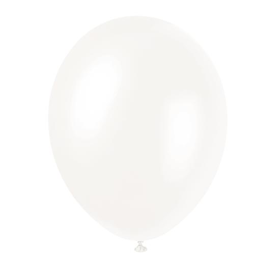 8 globos blanco perlado (30 cm) - Línea Colores Básicos