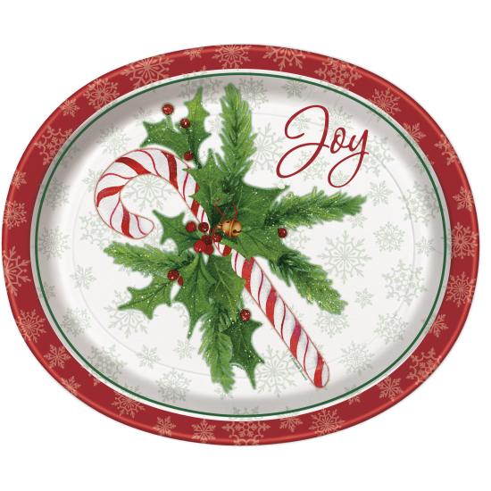 8 platos de caramelo navideño (31x25 cm) - Candy Cane Christmas