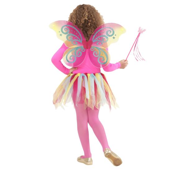 Alas de mariposa rosa con purpurina para niña