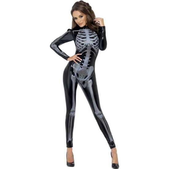 Disfraz de esqueleto Fever segunda piel para mujer