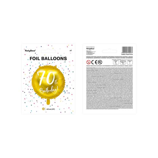 Globo 70 th Birthday dorado (45 cm)