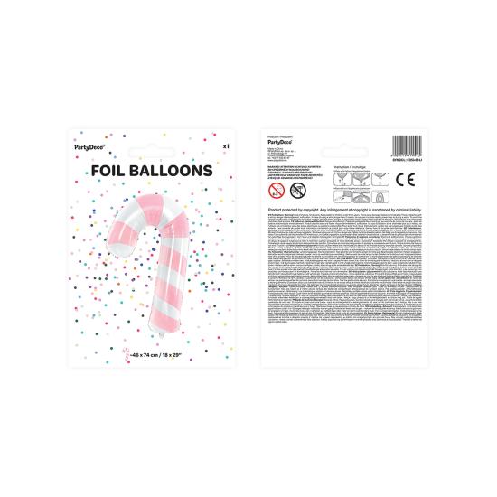 Globo bastón de caramelo rosa y blanco (74 cm)