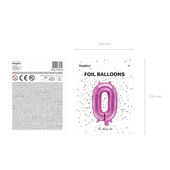 Globo foil "0" rosa oscuro (35 cm)