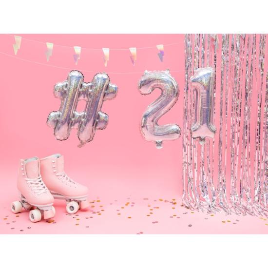 Globo foil "2" plateado con purpurina (35 cm)