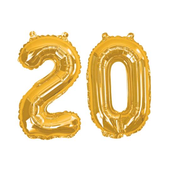 Globo foil "20" en dorado - Glitz & Glamour Black & Gold 40cm