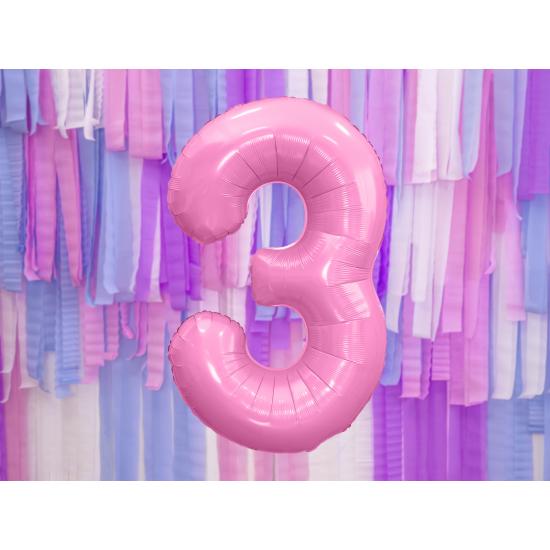 Globo foil "3" en rosa 86 cm