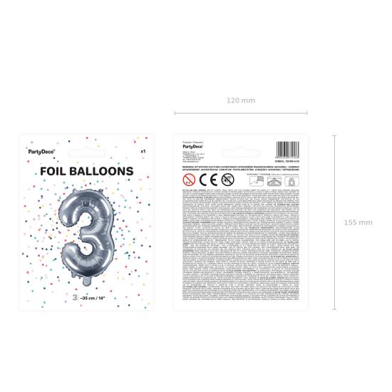 Globo foil "3" plateado
