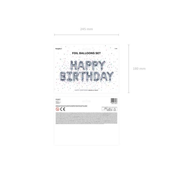 Globo foil "Happy Birthday" plateado