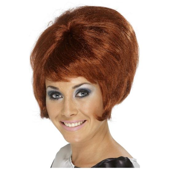 Peluca de colmena de los 60 castaña
