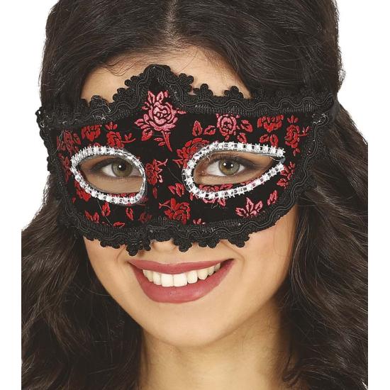 Antifaz Negro y Rojo seda