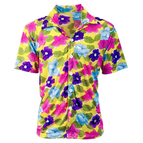 Camisa Hawaiana Flores Amarilla