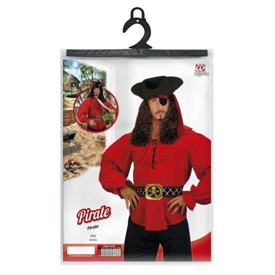 Camisa Pirata / Renacentista Roja hombre .