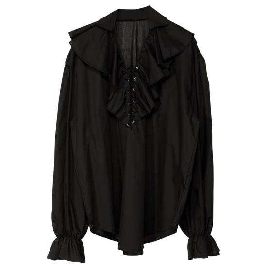 Camisa Pirata/Renacentista Hombre color Negra .