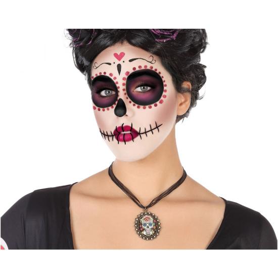Collar Catrina Día de los Muertos con Medallón de Calavera
