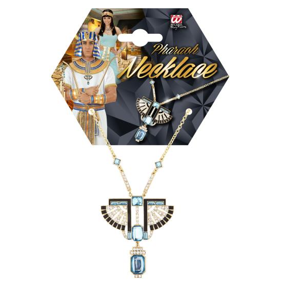 Collar de faraón dorado con piedras azules – Accesorio egipcio para disfraz