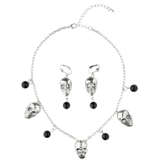 Collar y Calaveras pendientes de Plata