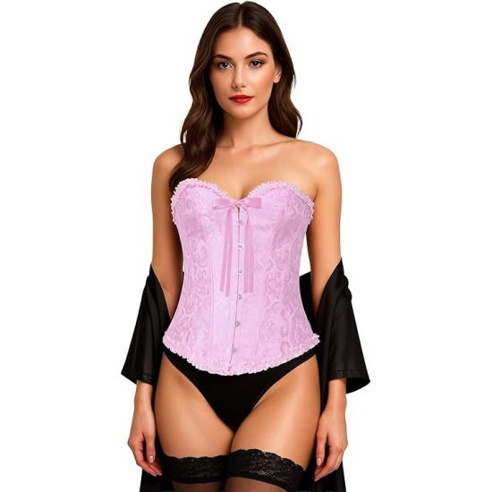 Corset Rosa de Mujer – Top de Disfraz para Princesas, Marquesas y Fiestas de Carnaval