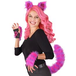 Disfraz Accesorios Gato Cheshire Neon – Orejas, Cola y Guantes
