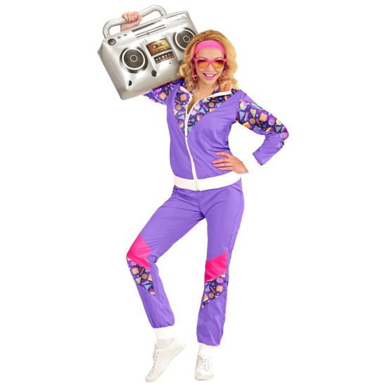 Disfraz Chándal de Táctel Morado Años 80 para Adulto