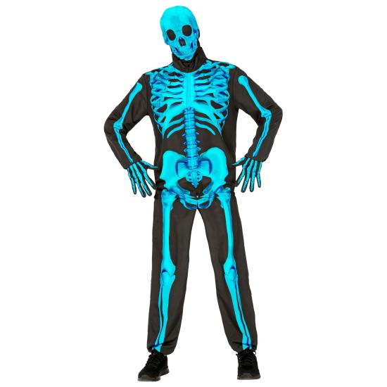 Disfraz de Esqueleto "Fast Costume" – Adulto Fluorescente Azul