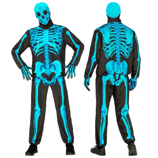 Disfraz de Esqueleto "Fast Costume" – Adulto Fluorescente Azul