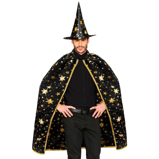 Disfraz de Mago para Adulto – Capa con Sombrero Estrellado (85 cm)  2 Colores