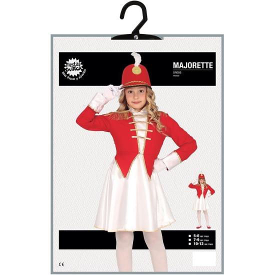 Disfraz de Majorette Niña - Atuendo Infantil Rojo, Blanco y Dorado para Niñas